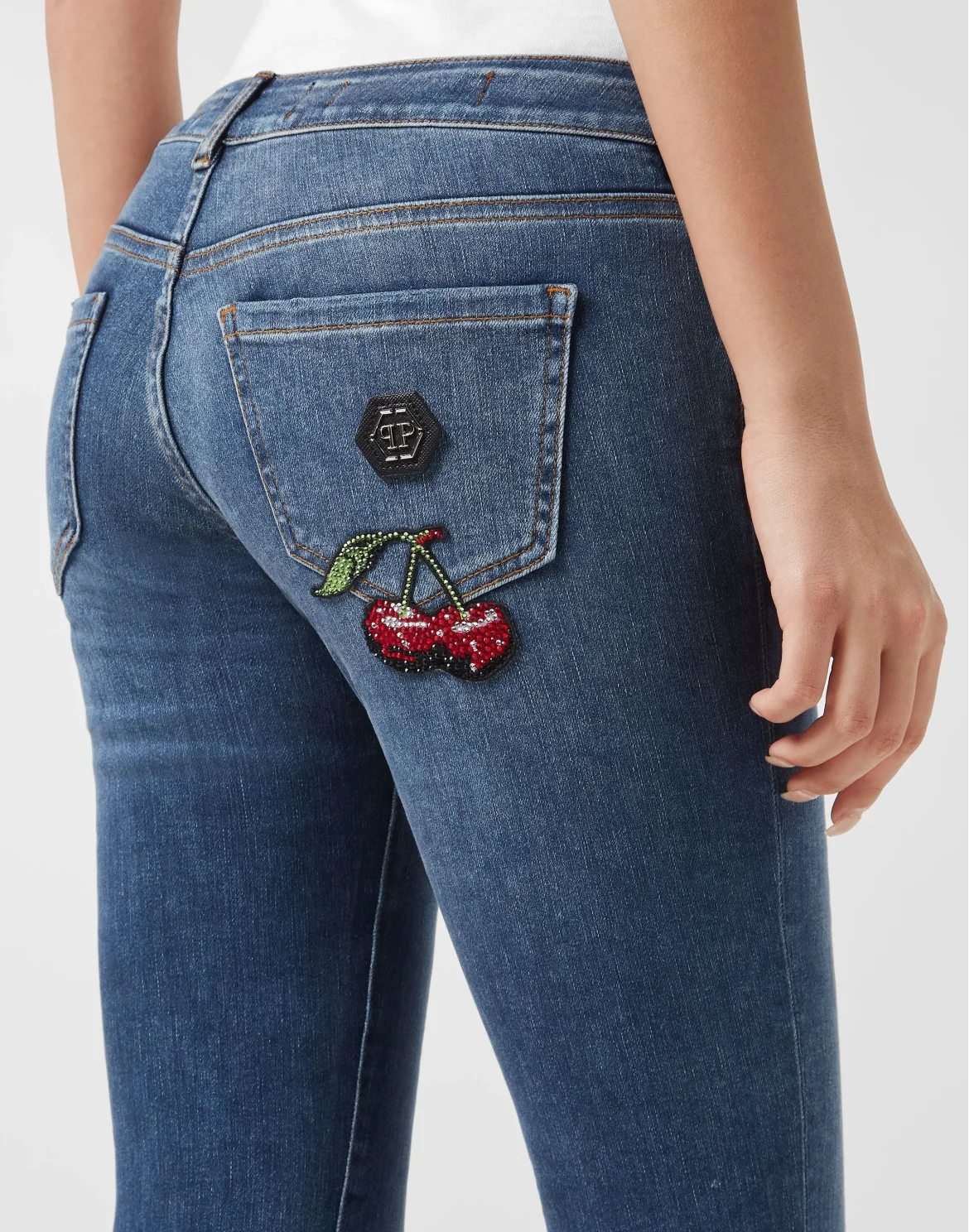 Denim Trousers Slim Fit Cherries, цвет: Синий