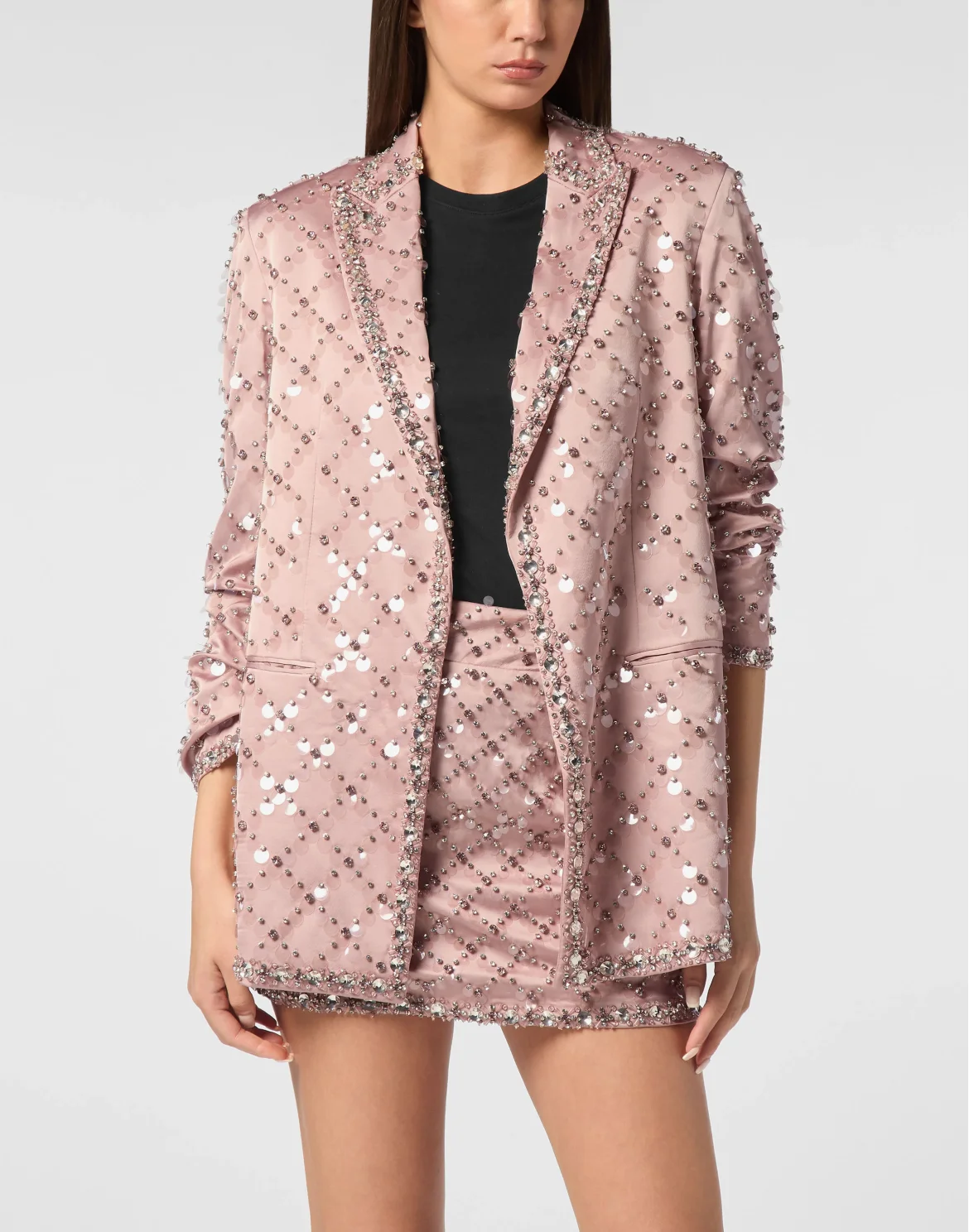 Blazer Boyfriend Fit Plein Paillettes, цвет: Розовый