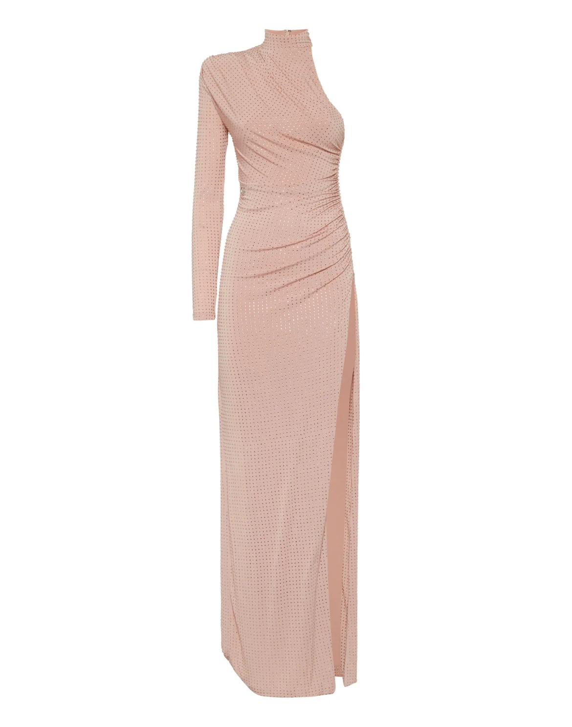 Jersey Long Dress Mono Sleeve Strass, цвет: Розовый