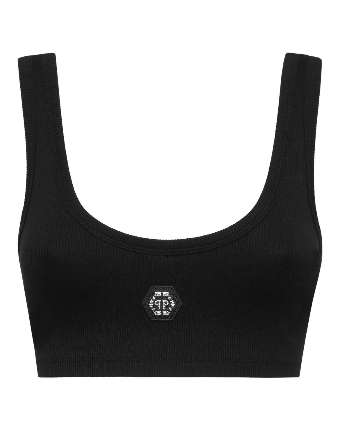 Jersey Rib Cropped Tank Top, цвет: Черный