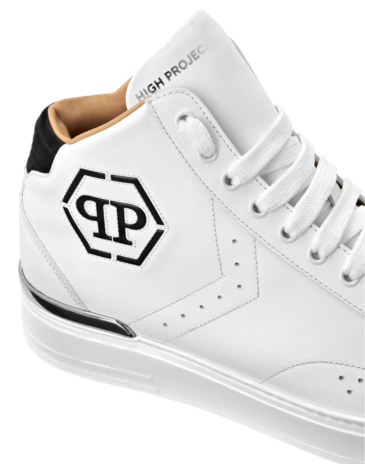 Leather Mid-Top Sneakers Hexagon, цвет: Черный