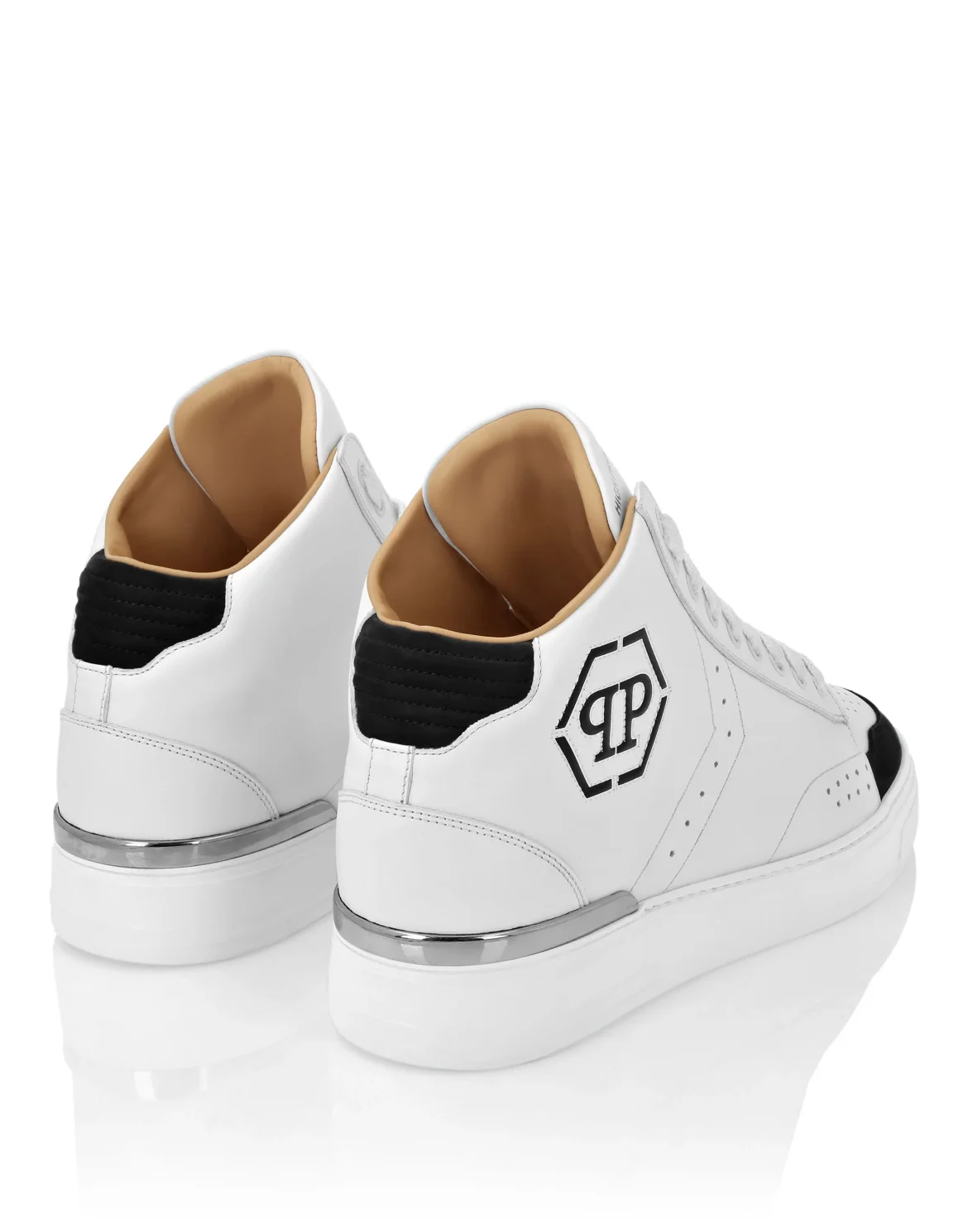 Leather Mid-Top Sneakers Hexagon, цвет: Черный