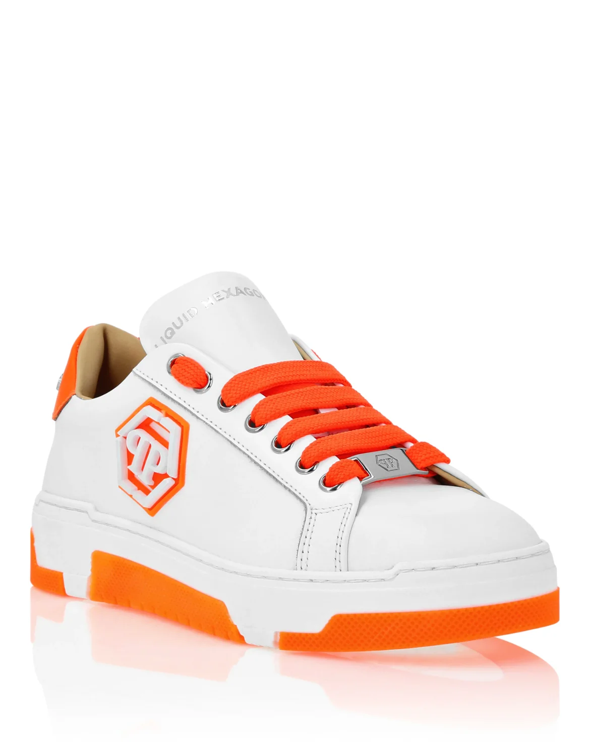 Leather Lo-Top Sneakers Hexagon, цвет: Оранжевый