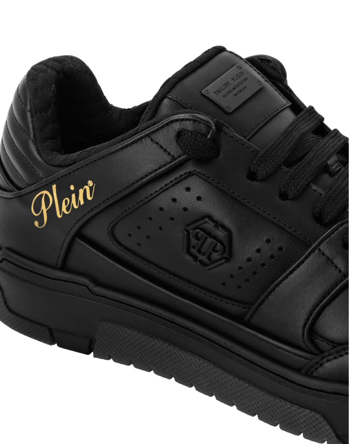Mix Leather Lo-Top Sneakers Hexagon, цвет: Черный