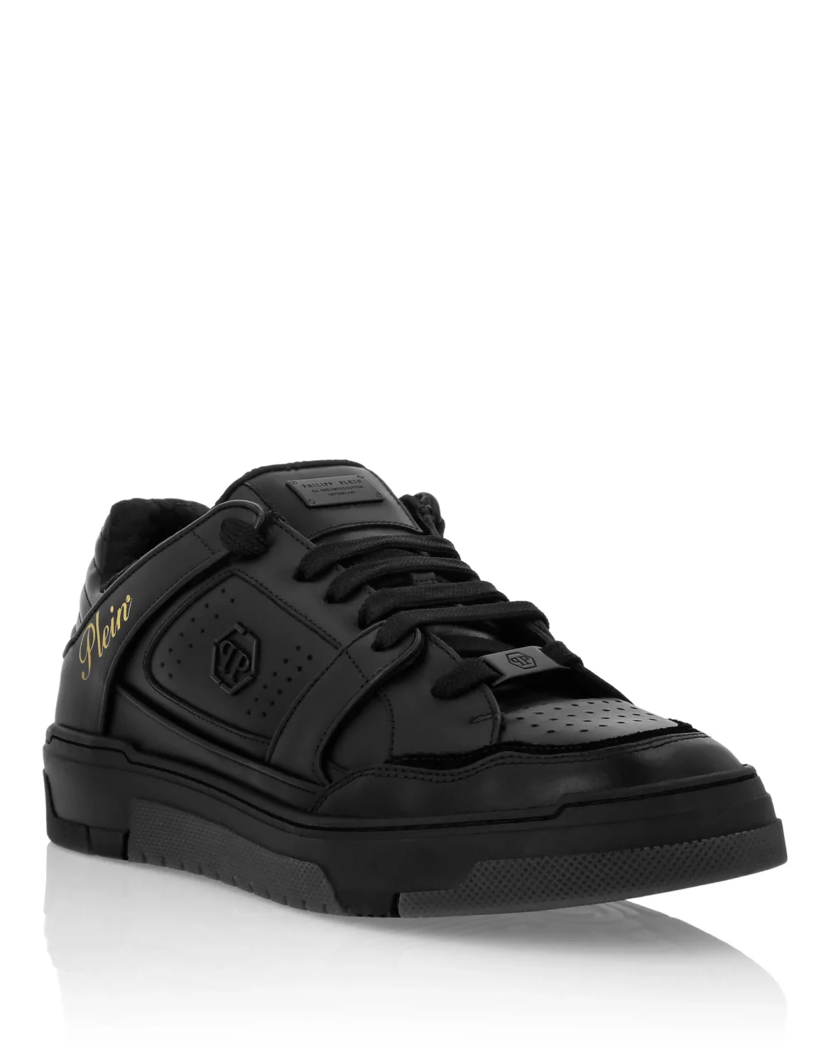 Mix Leather Lo-Top Sneakers Hexagon, цвет: Черный