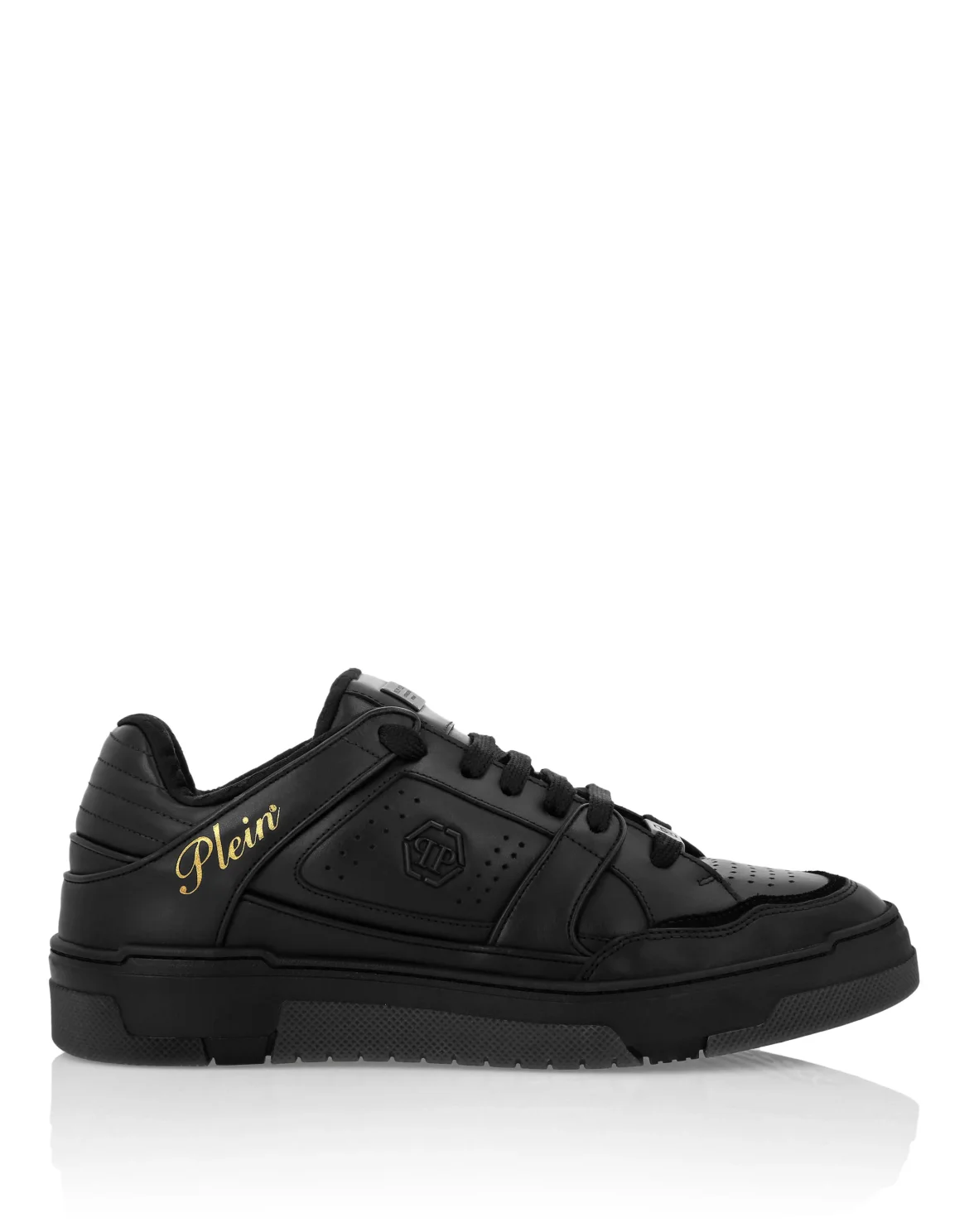 Mix Leather Lo-Top Sneakers Hexagon, цвет: Черный
