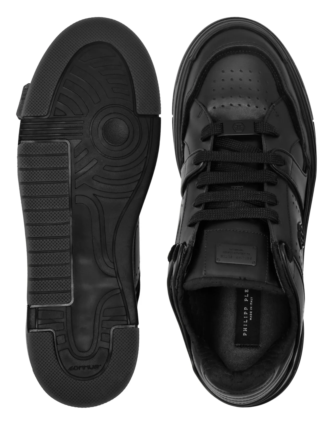 Mix Leather Lo-Top Sneakers Hexagon, цвет: Черный