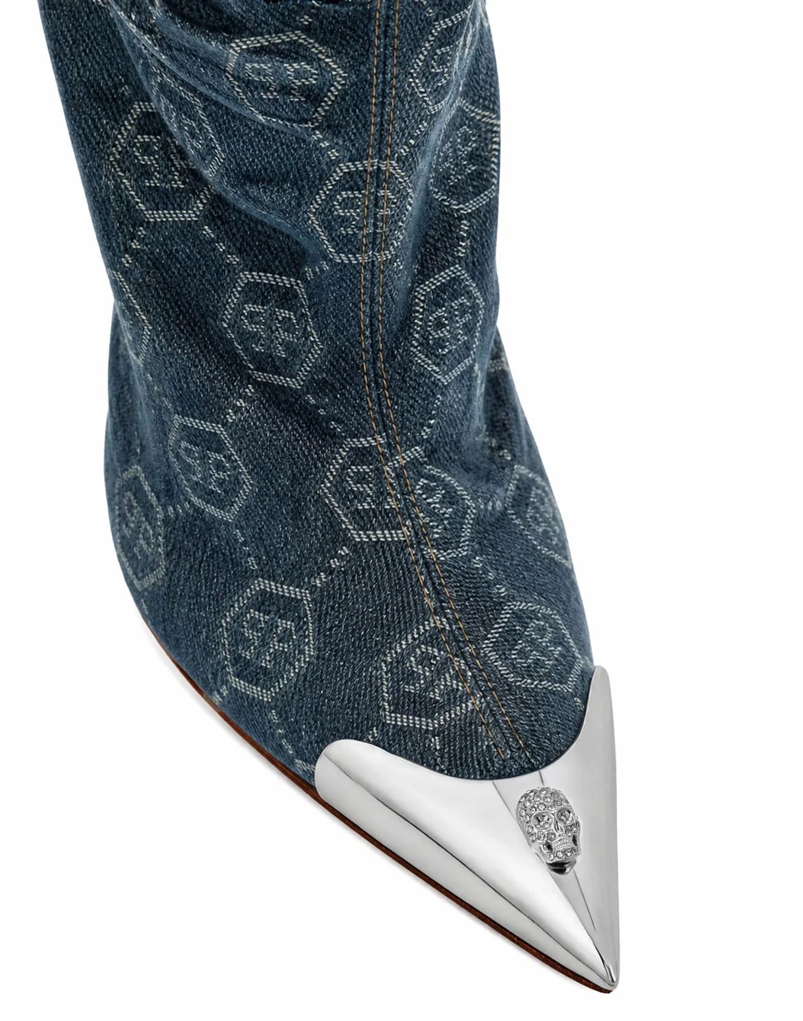 Denim Boots Hi-Heels Overknees Jacquard, цвет: Синий