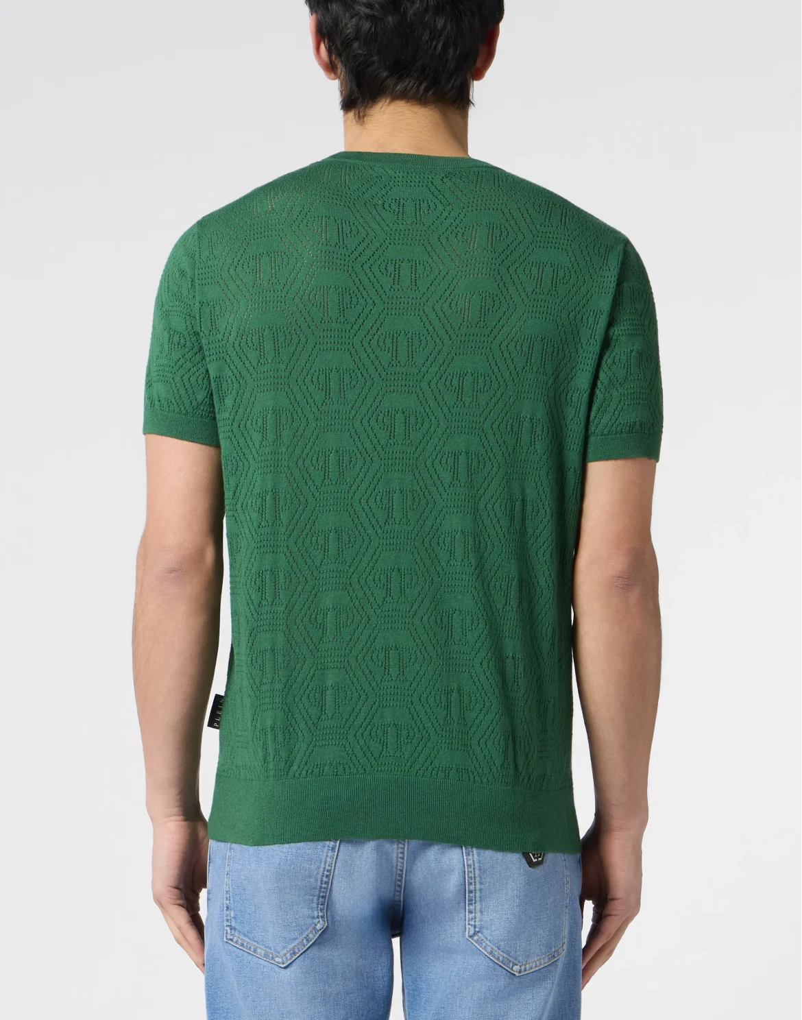 Round Neck T-Shirt Openwork Monogram, цвет: Зеленый
