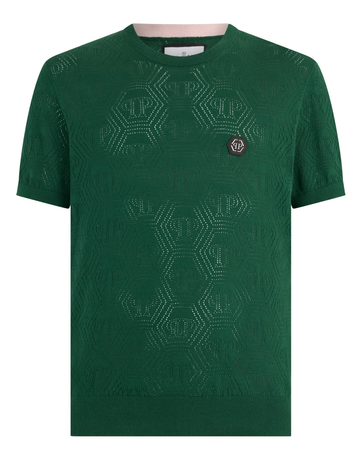 Round Neck T-Shirt Openwork Monogram, цвет: Зеленый