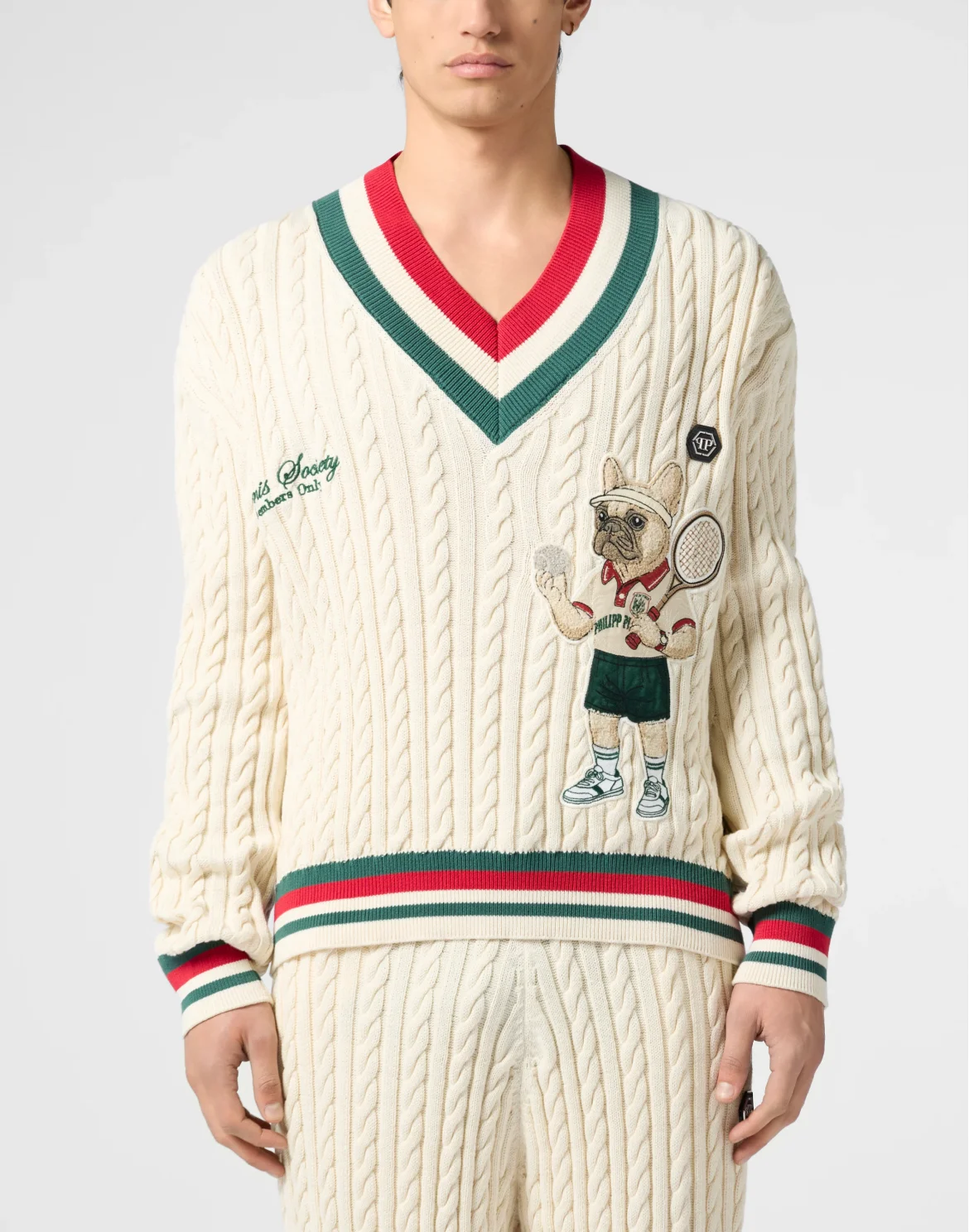 V-Neck Pullover Plein Tennis, цвет: Бежевый