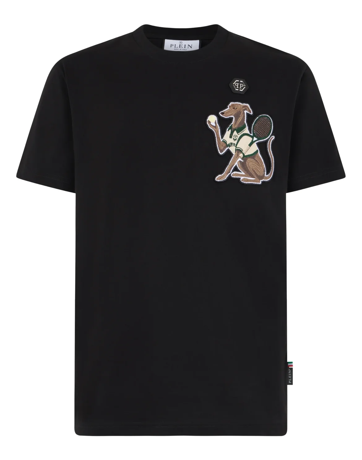 Round Neck T-Shirt Tennis Pet Patch, цвет: Черный