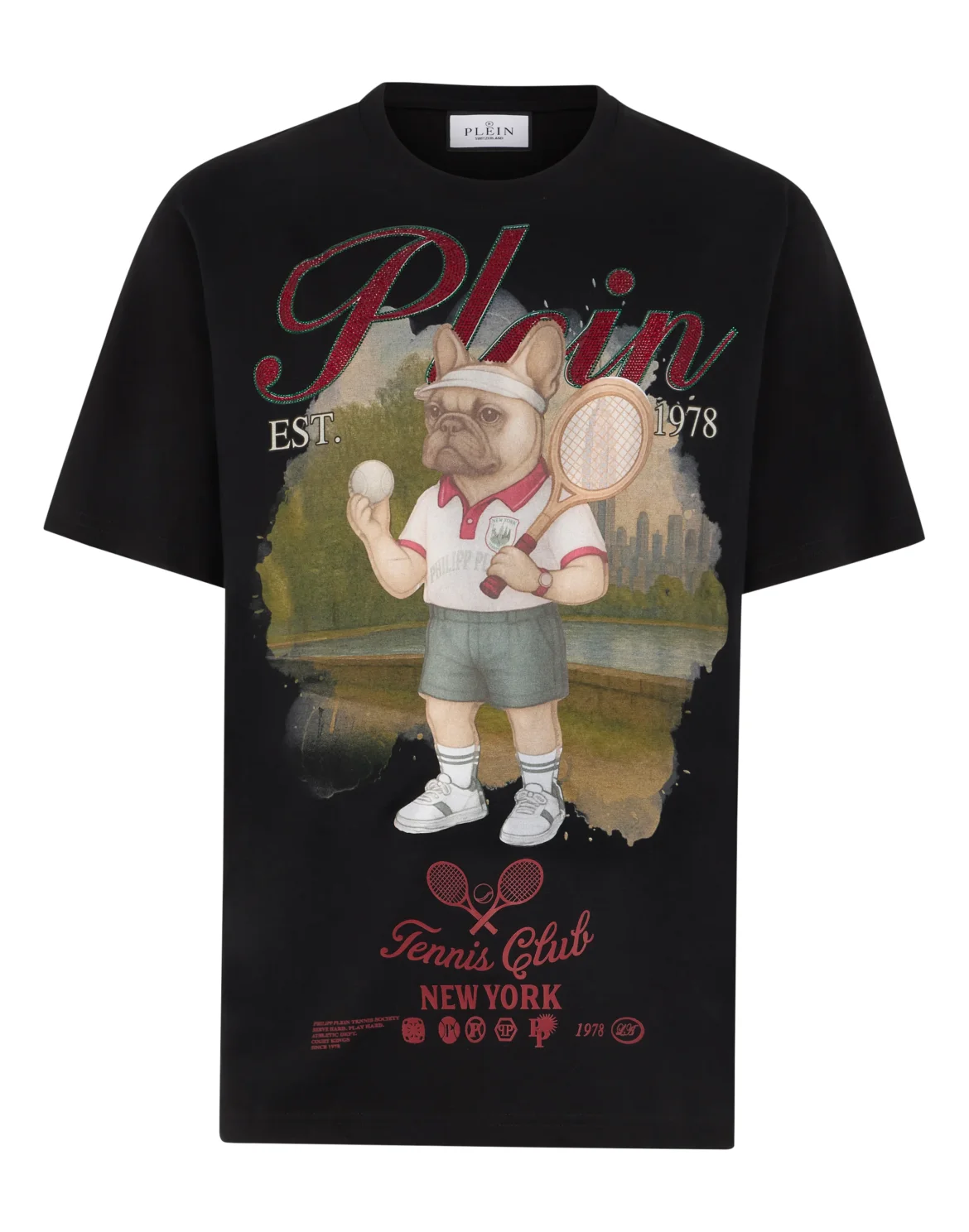Round Neck T-Shirt Bulldog Tennis Club, цвет: Черный