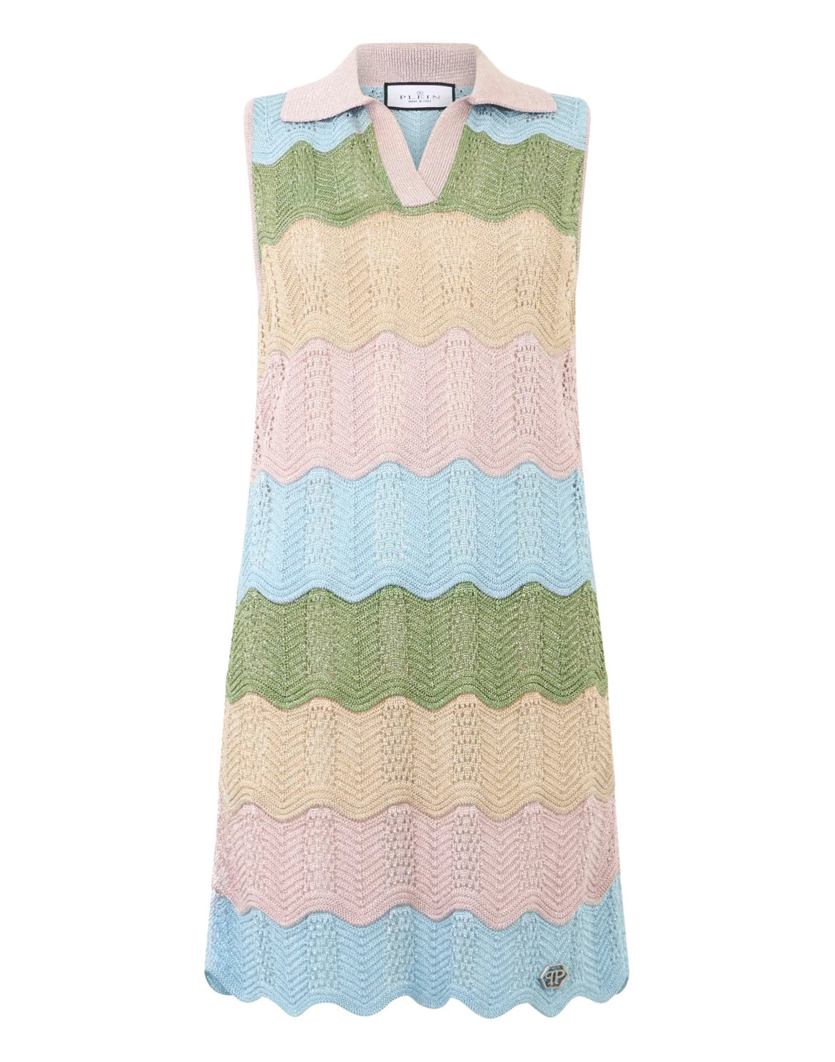 Polo Neck Mini Dress Color Wave, цвет: Мультиколор
