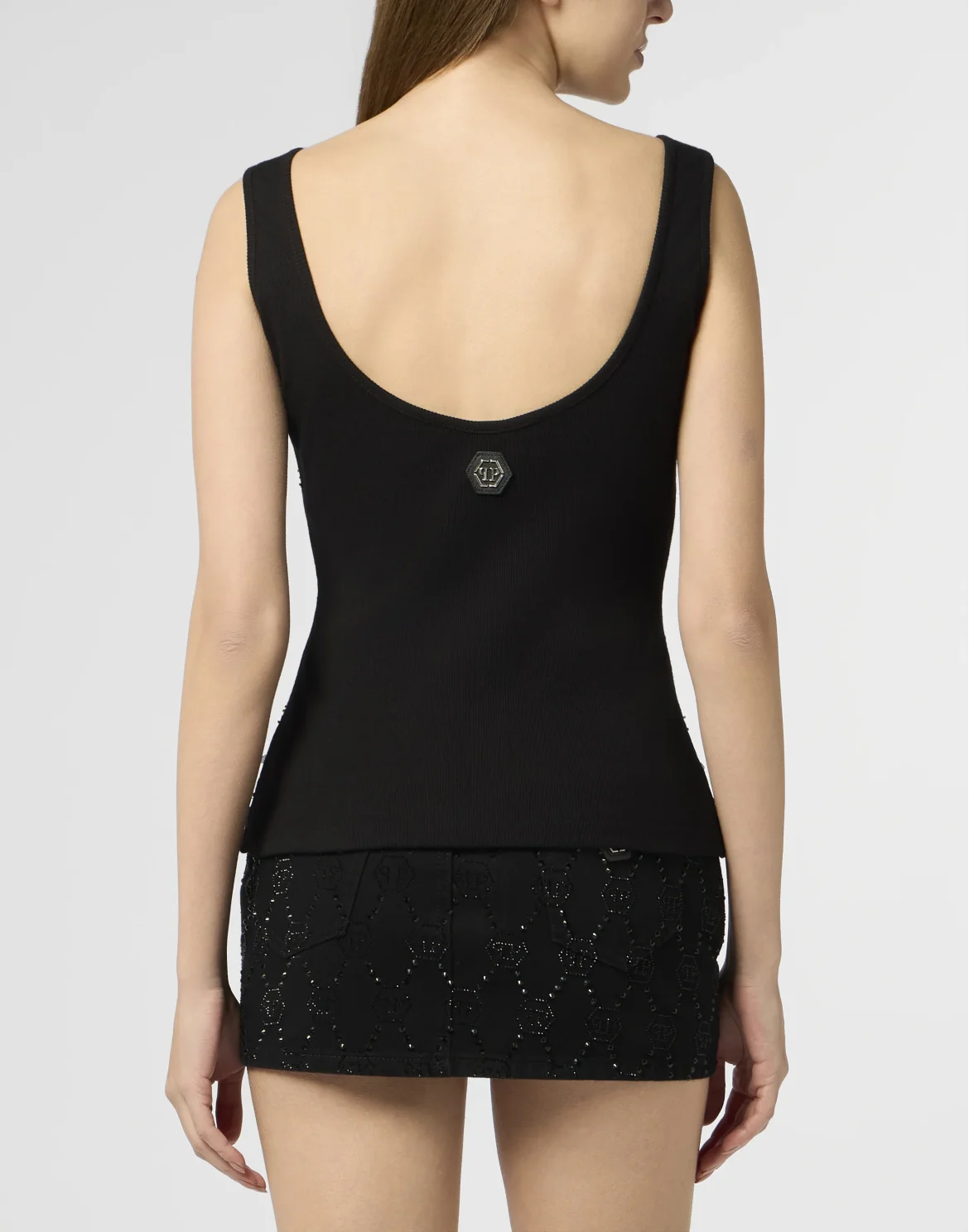 Tank Top Rhomb Flower Strass, цвет: Черный