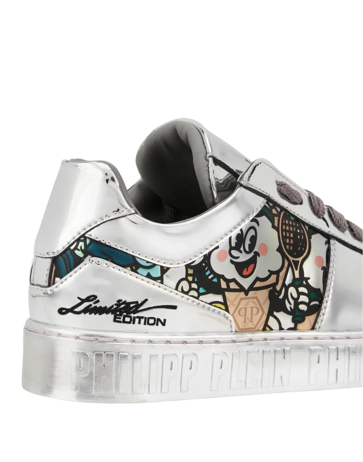 Mirror Leather Sneakers 3D Ice Cream, цвет: Серебристый