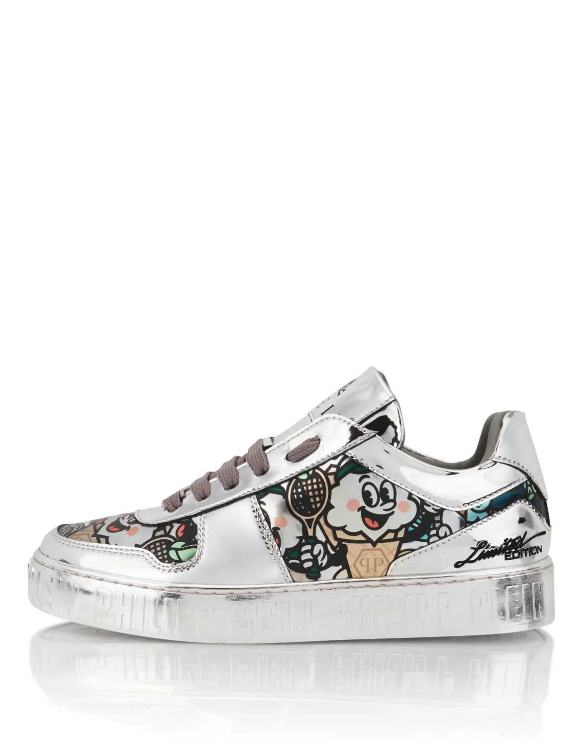 Mirror Leather Sneakers 3D Ice Cream, цвет: Серебристый