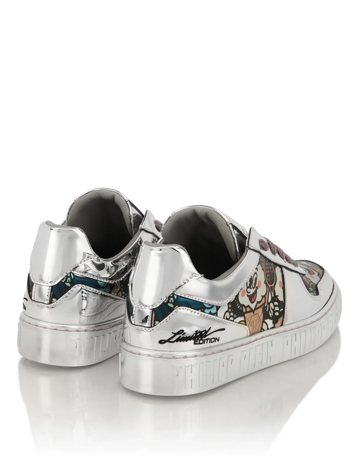 Mirror Leather Sneakers 3D Ice Cream, цвет: Серебристый