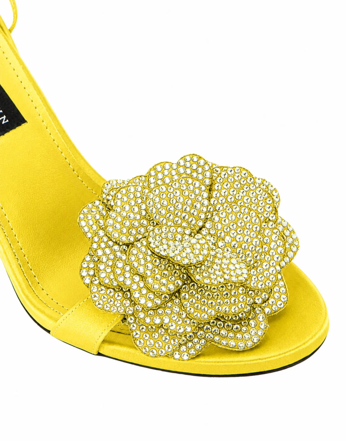 Lace-Up High Heels Sandals Strass Flower 9, цвет: Желтый