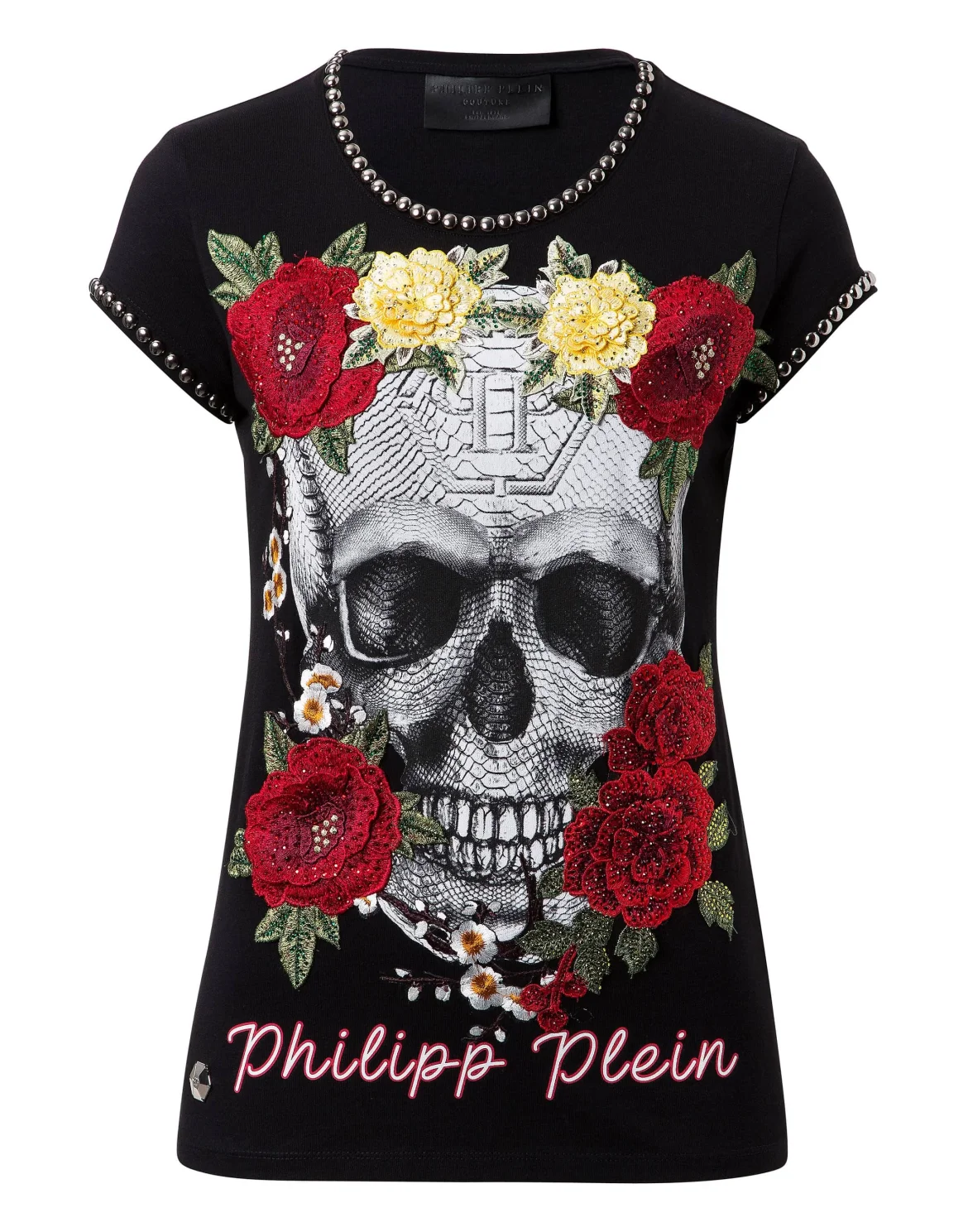 T-shirt Round Neck SS "Yellow roses", цвет: Черный