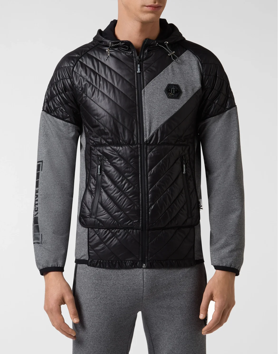 Hoodie Sweatjacket  Geometric, цвет: Серый