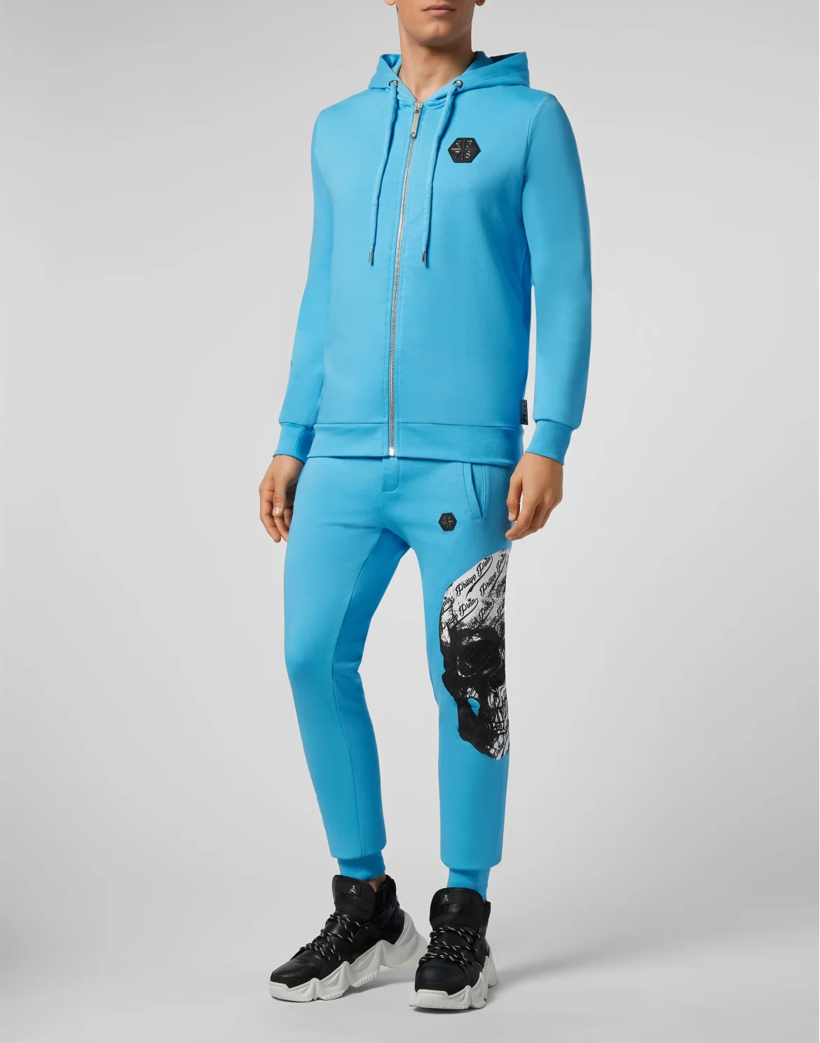 Hoodie Sweatjacket Allover skull, цвет: Голубой