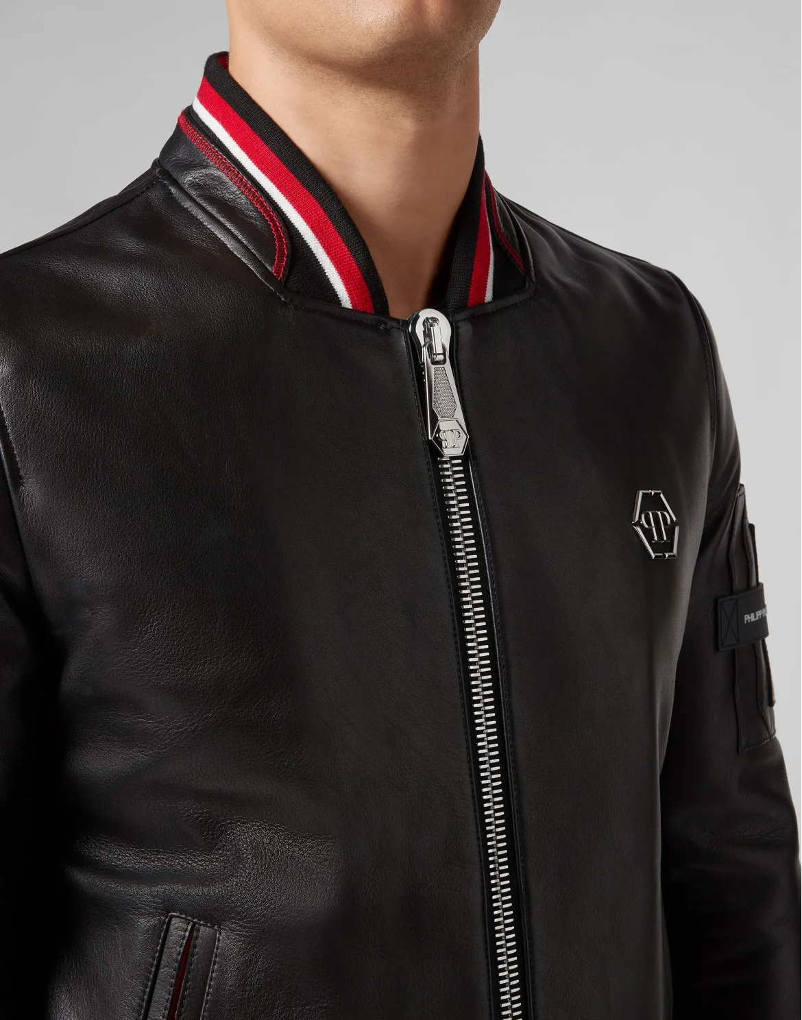 Leather Bomber Skull, цвет: Черный