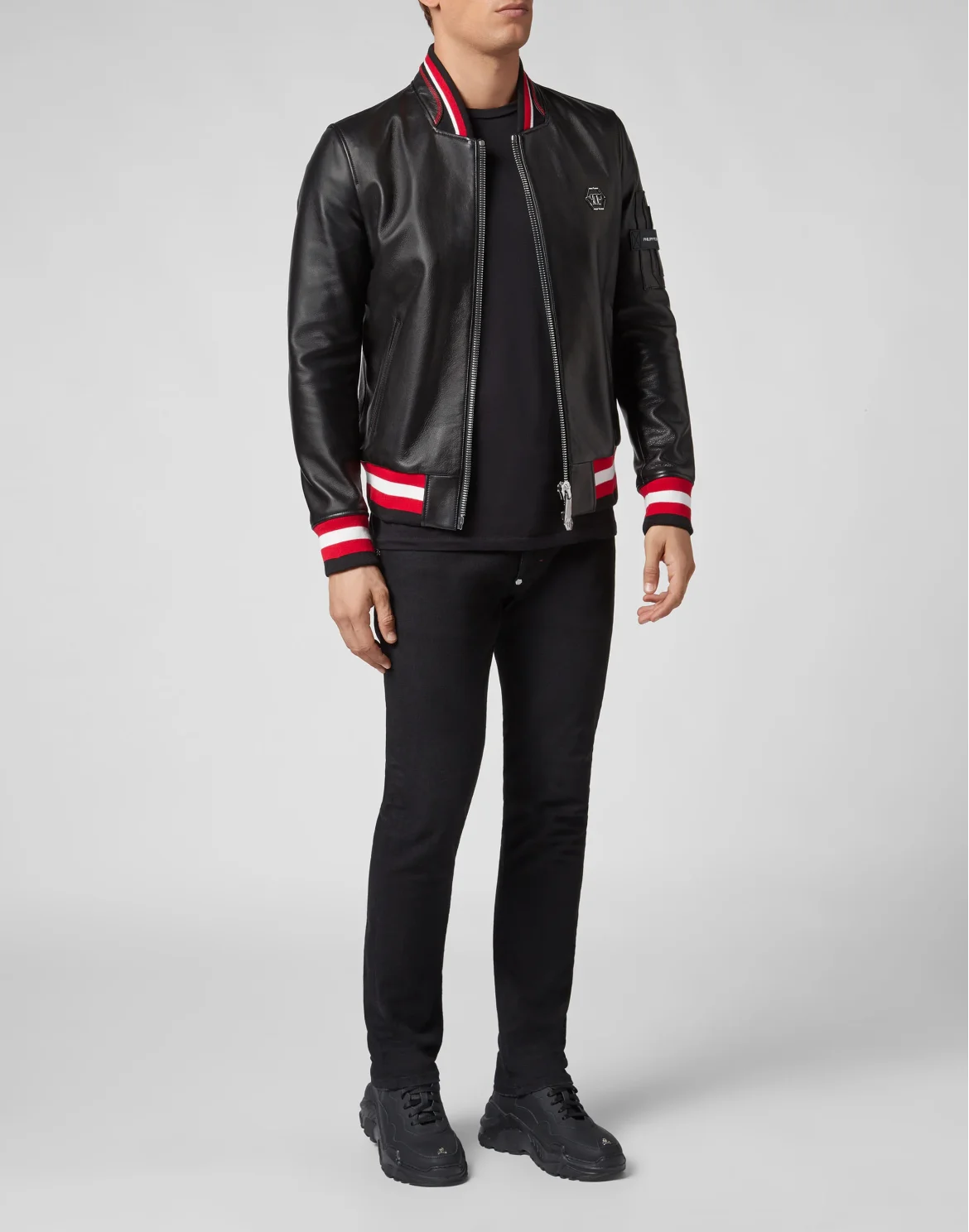 Leather Bomber Skull, цвет: Черный