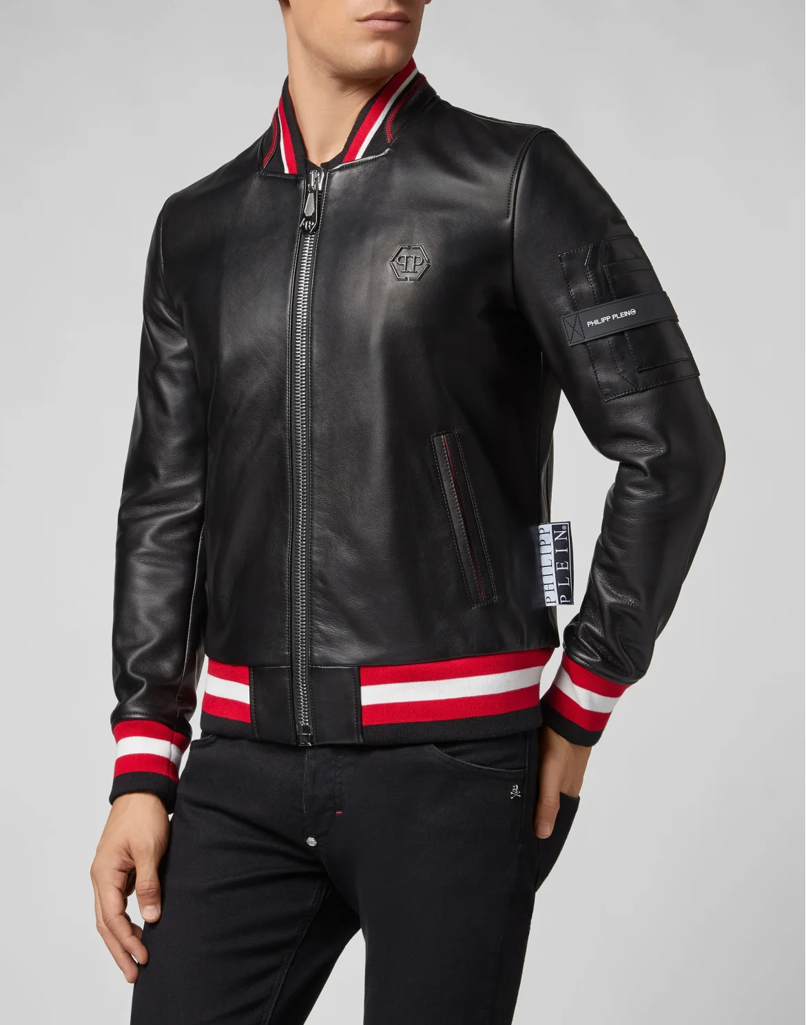 Leather Bomber Skull, цвет: Черный