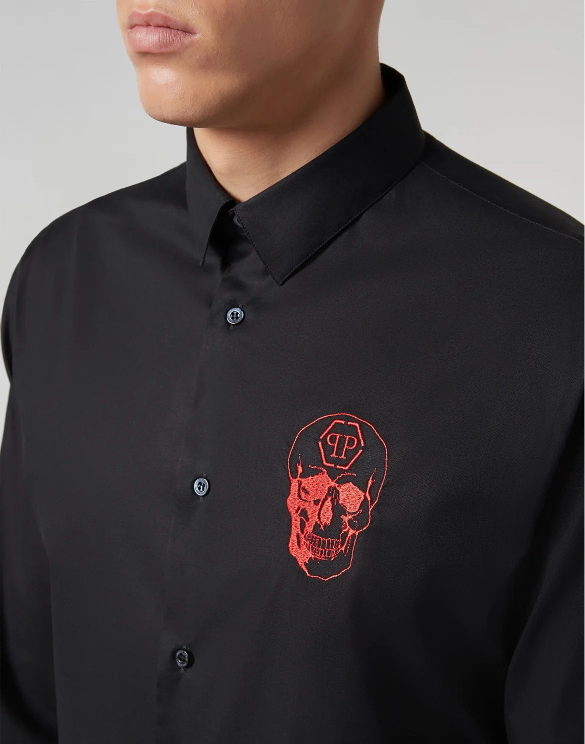 Shirt Crystal cut LS Skull, цвет: Черный