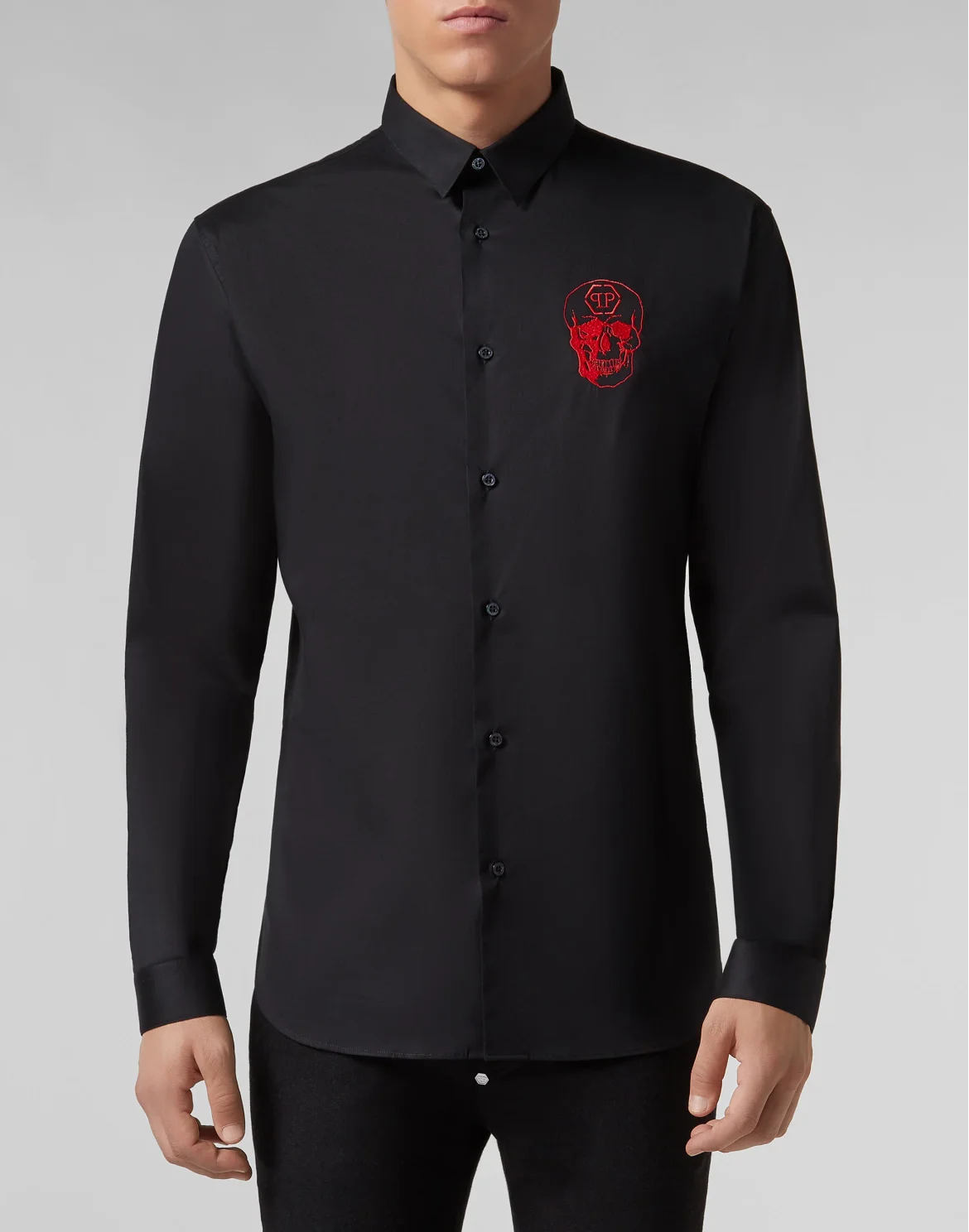 Shirt Crystal cut LS Skull, цвет: Черный