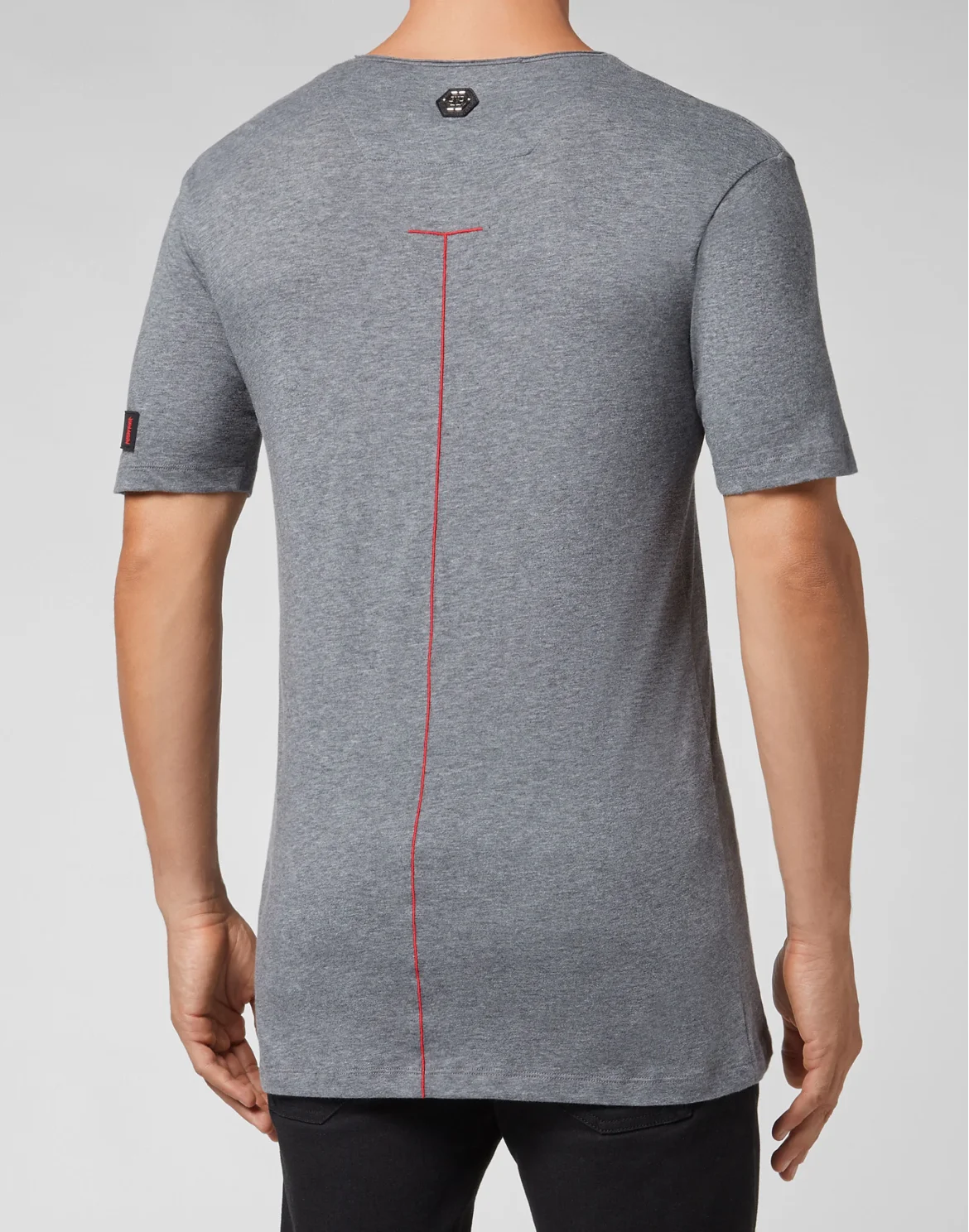 T-shirt Black Cut V-Neck Dollar, цвет: Серый