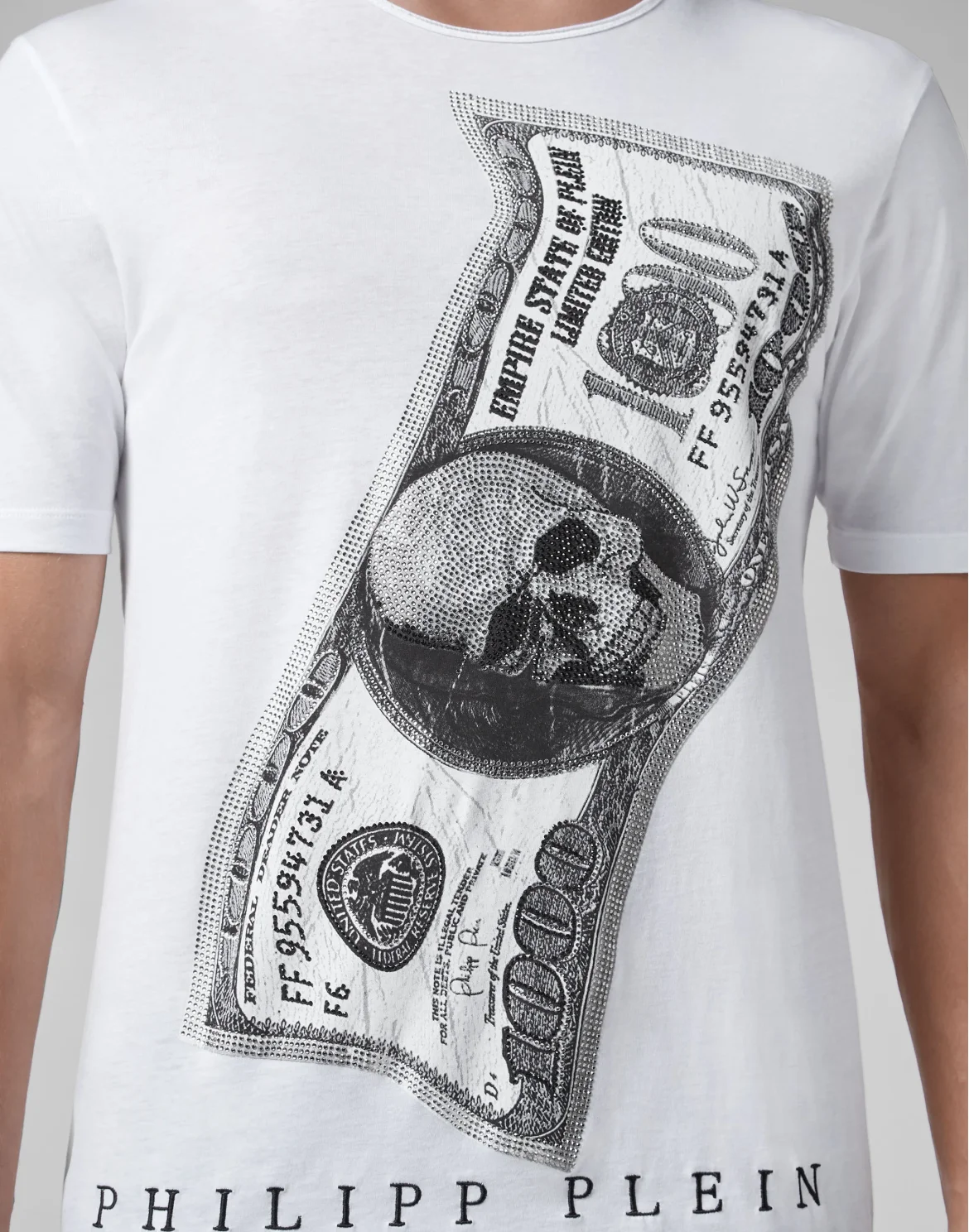 T-shirt Black Cut Round Neck Dollar, цвет: Белый