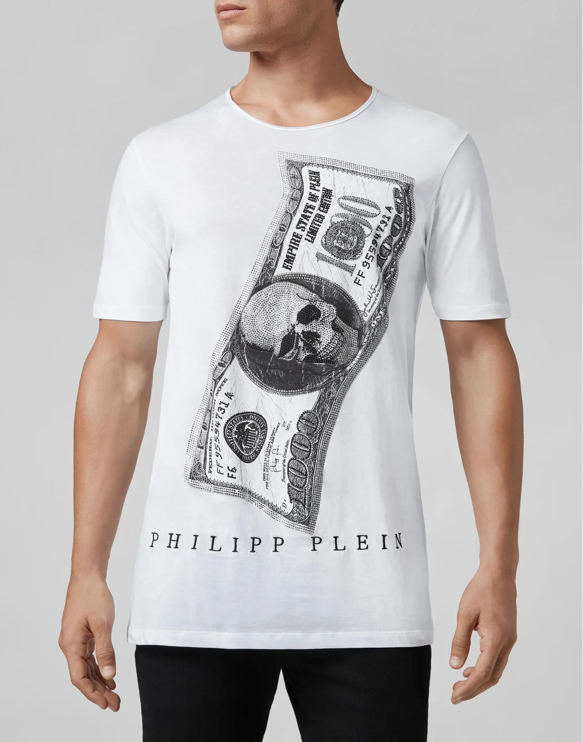 T-shirt Black Cut Round Neck Dollar, цвет: Белый