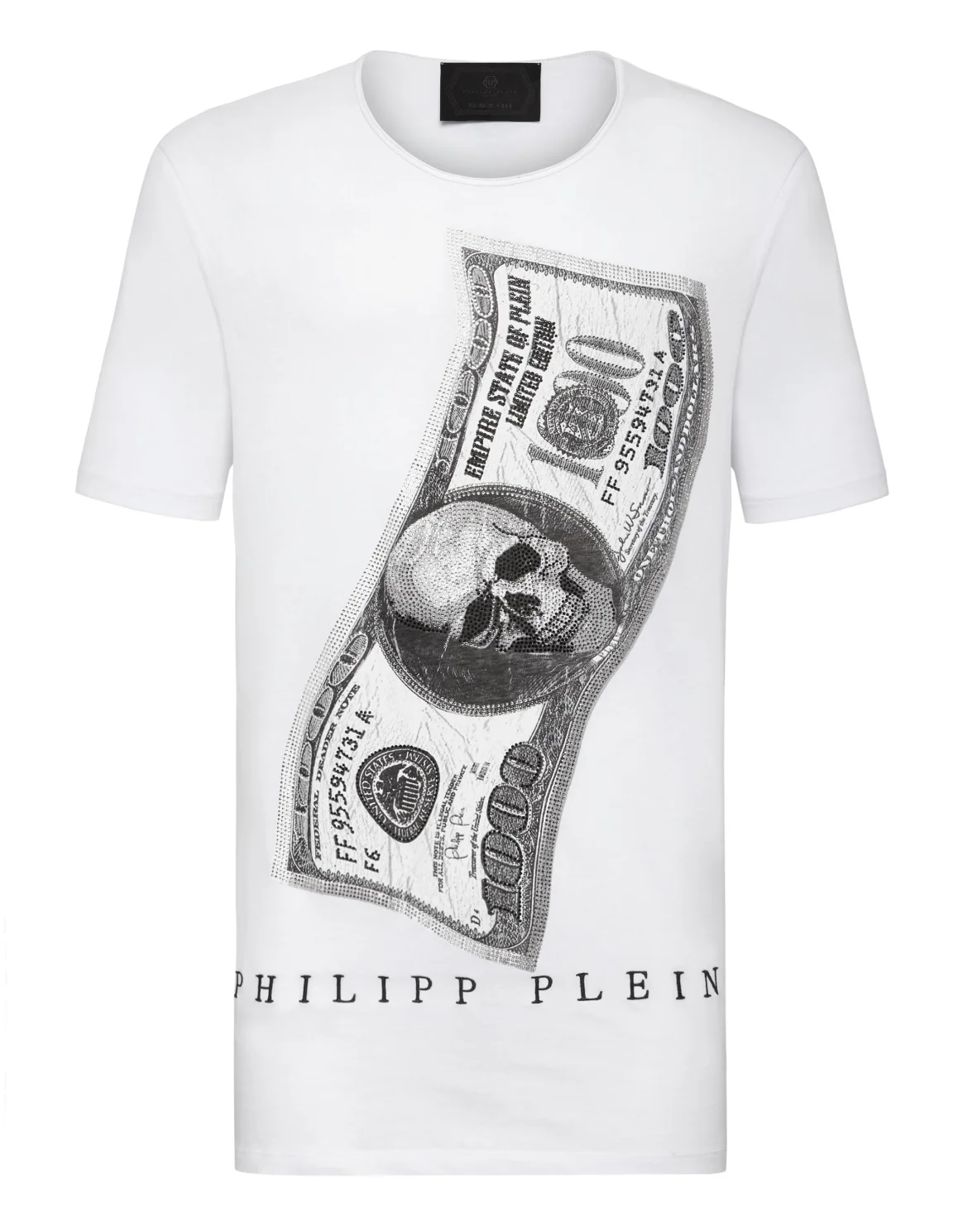 T-shirt Black Cut Round Neck Dollar, цвет: Белый