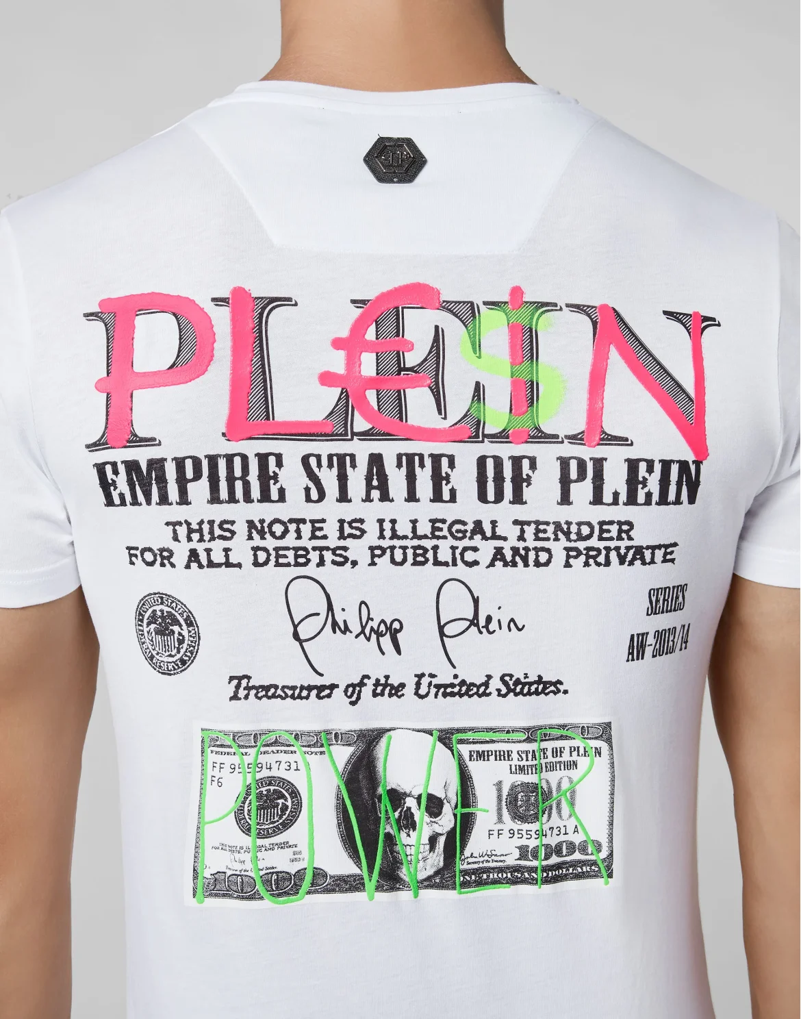 T-shirt Platinum Cut Round Neck Dollar, цвет: Белый