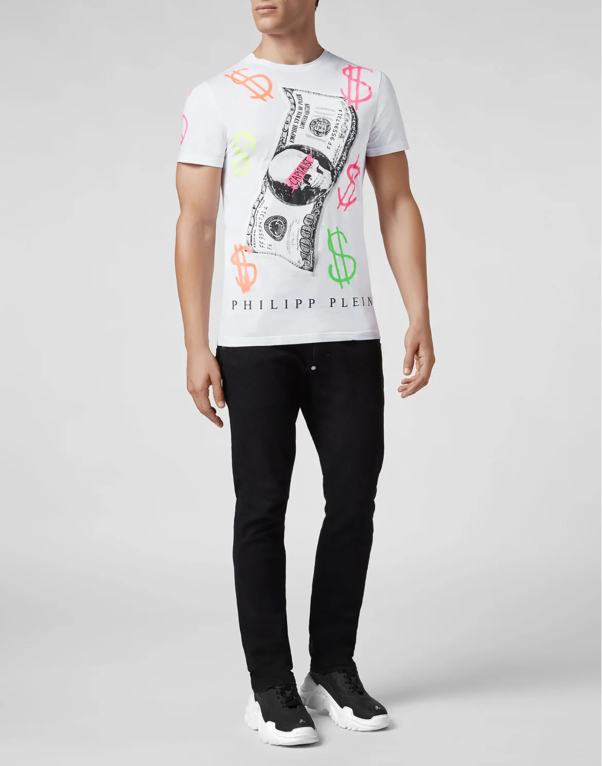 T-shirt Platinum Cut Round Neck Dollar, цвет: Белый