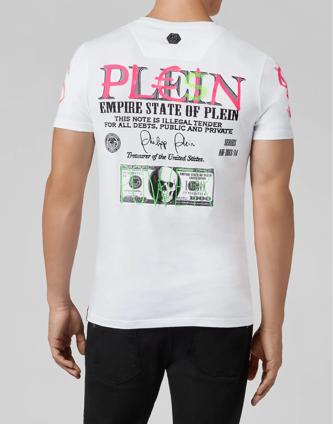 T-shirt Platinum Cut Round Neck Dollar, цвет: Белый
