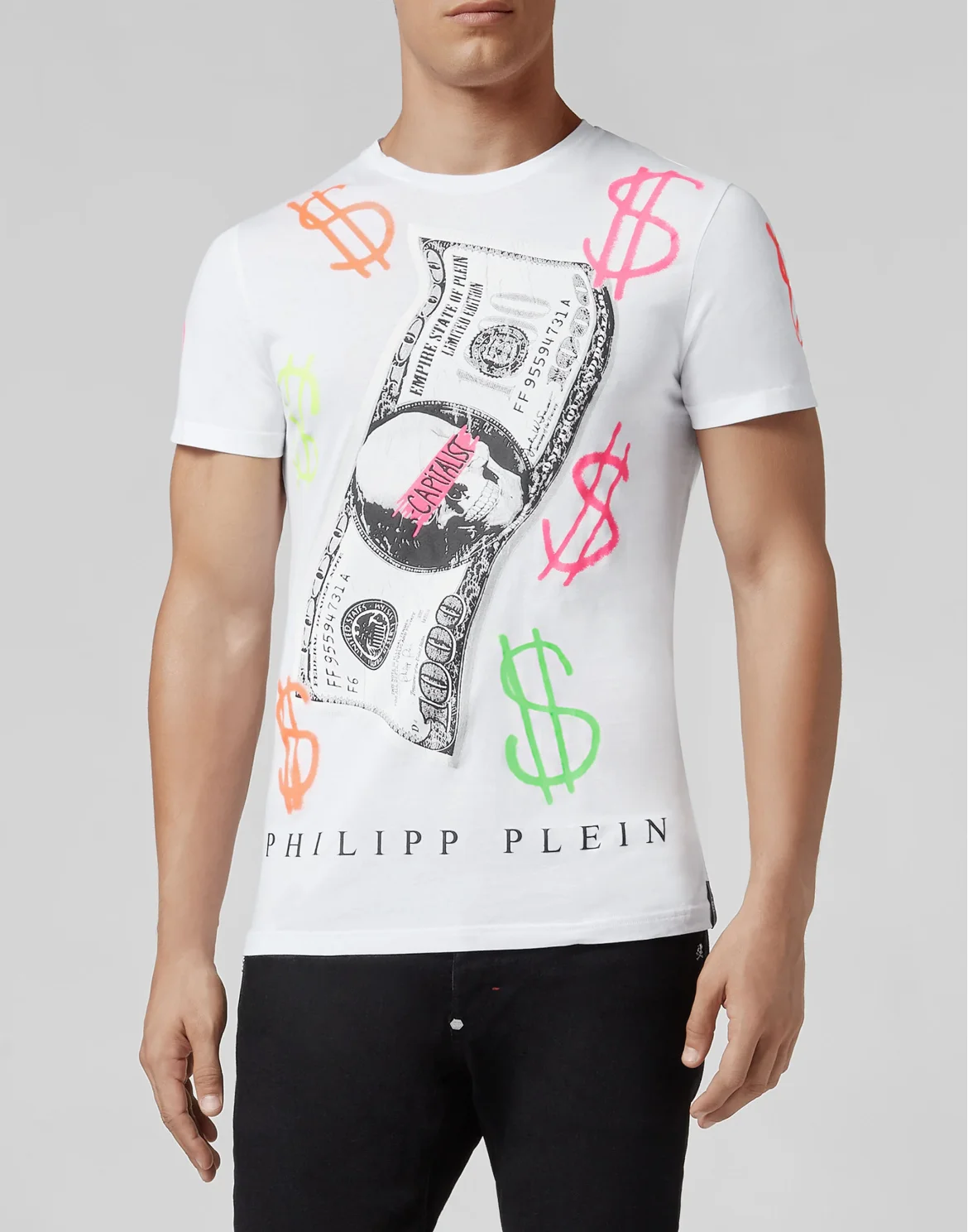 T-shirt Platinum Cut Round Neck Dollar, цвет: Белый