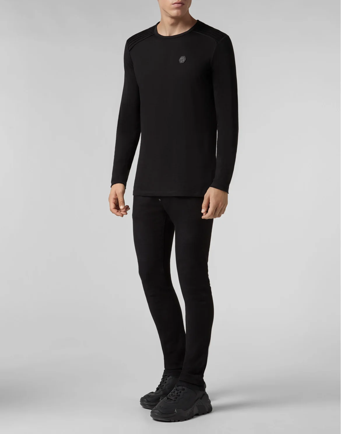 T-shirt Round Neck LS Statement, цвет: Черный