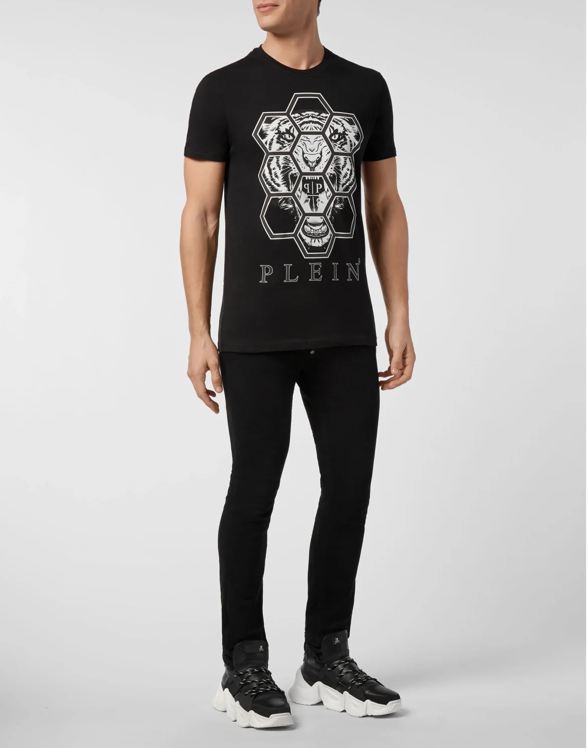 T-shirt Round Neck SS Hexagon tiger, цвет: Черный