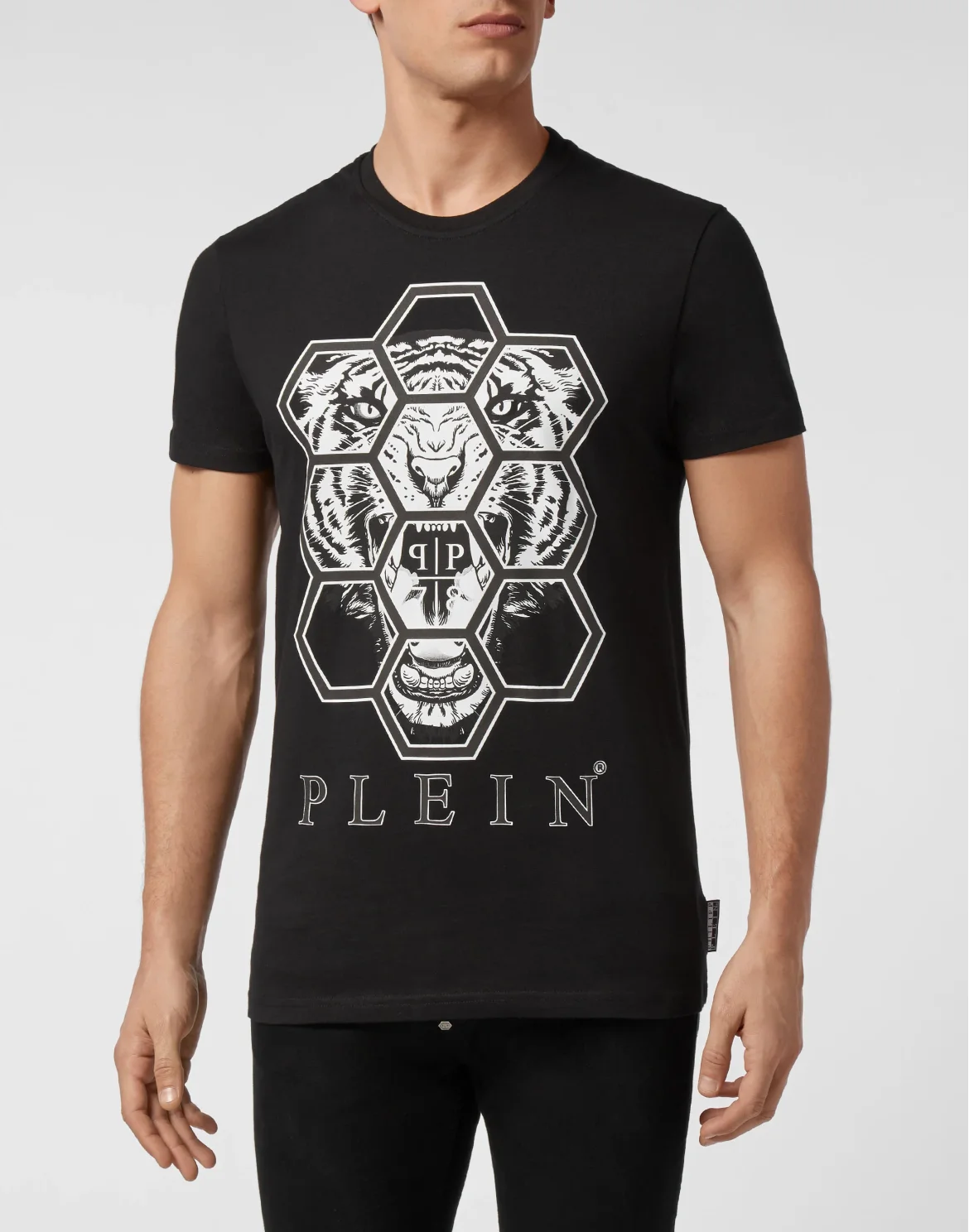 T-shirt Round Neck SS Hexagon tiger, цвет: Черный