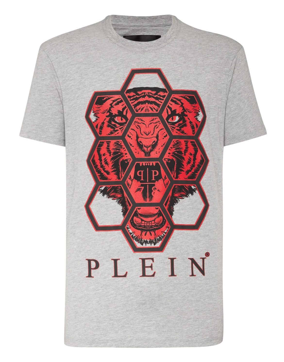 T-shirt Round Neck SS Hexagon tiger, цвет: Серый