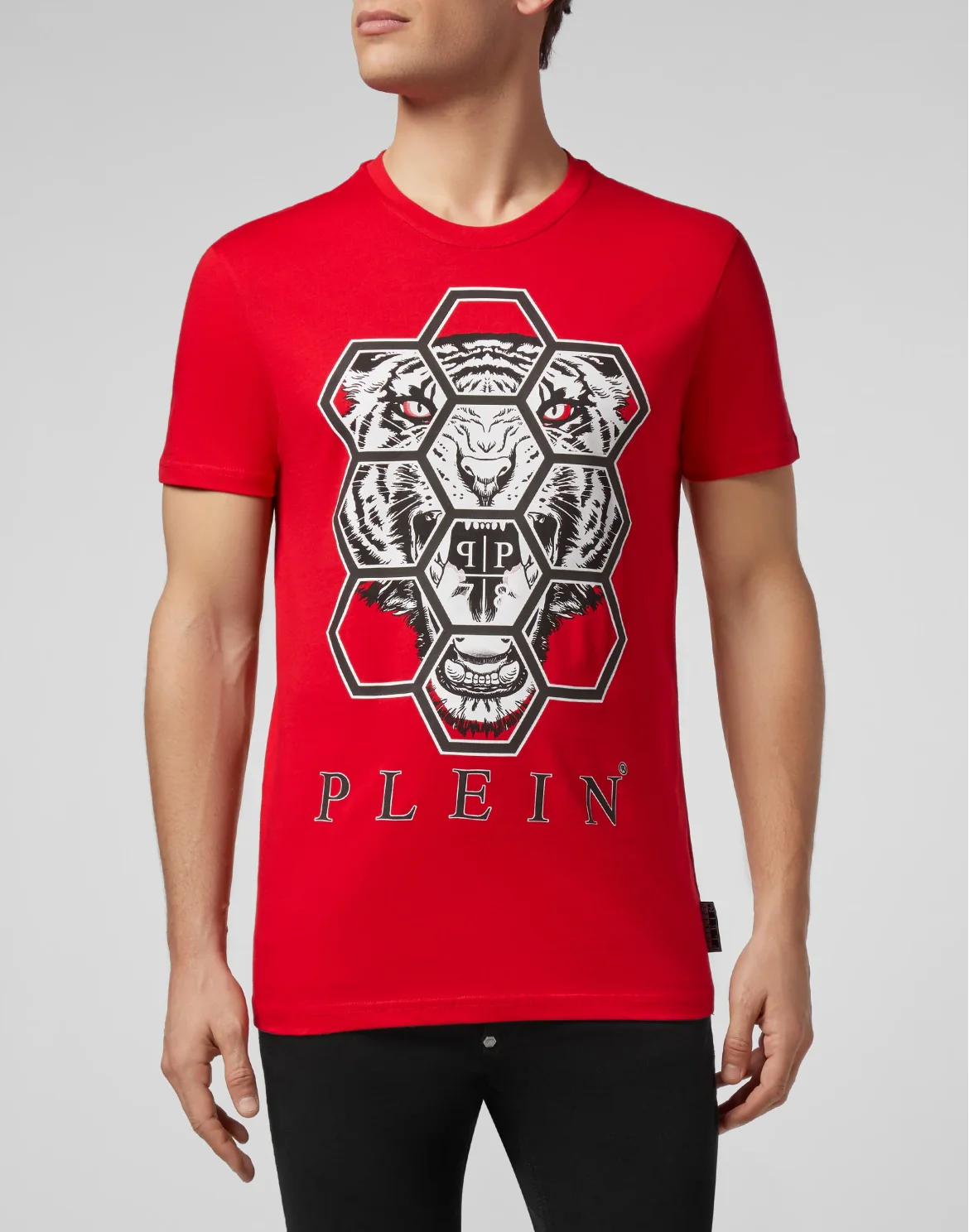 T-shirt Round Neck SS Hexagon tiger, цвет: Красный