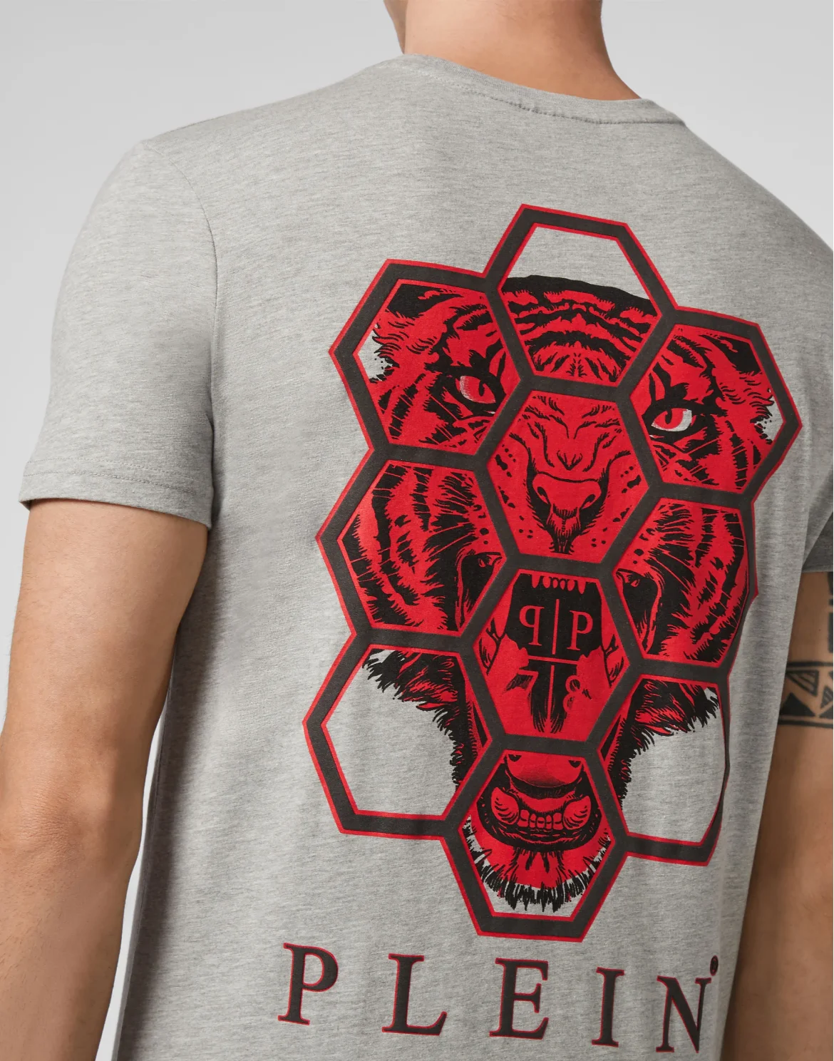T-shirt V-Neck SS Hexagon tiger, цвет: Серый