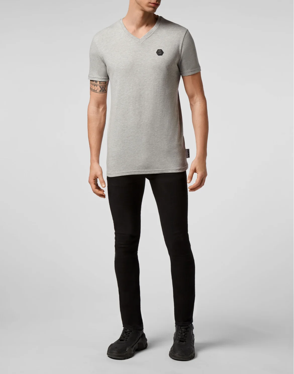 T-shirt V-Neck SS Hexagon tiger, цвет: Серый