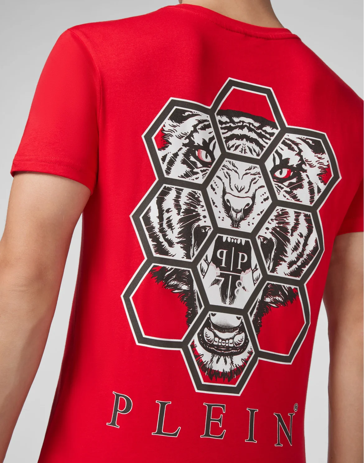 T-shirt V-Neck SS Hexagon tiger, цвет: Красный