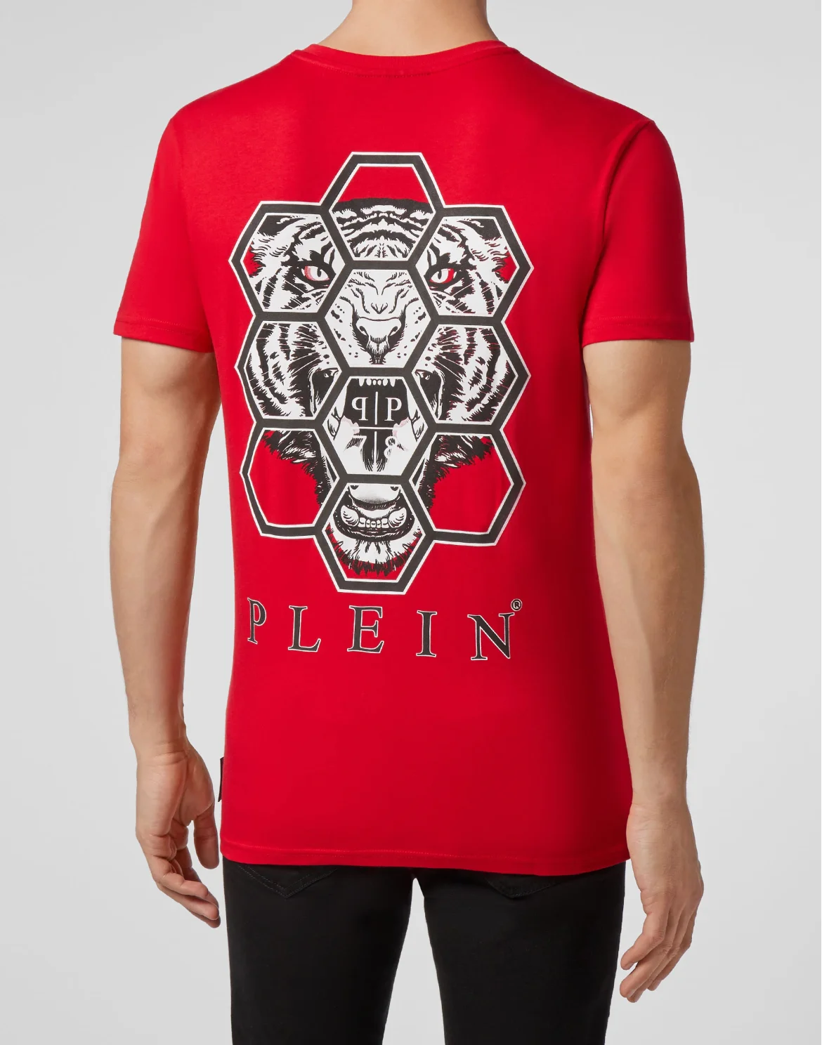 T-shirt V-Neck SS Hexagon tiger, цвет: Красный