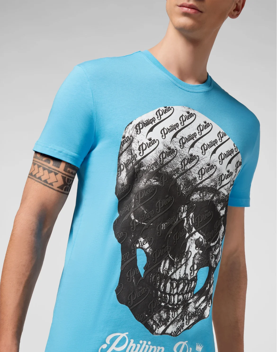 T-shirt Round Neck SS Allover skull, цвет: Голубой