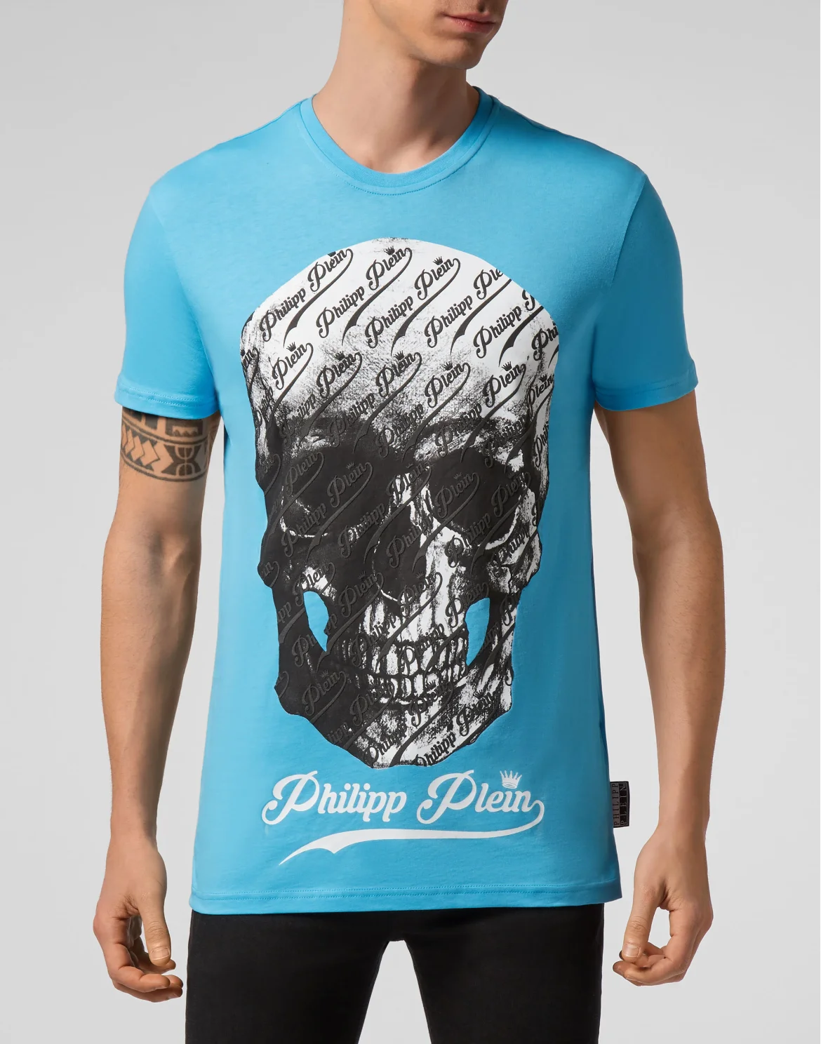 T-shirt Round Neck SS Allover skull, цвет: Голубой
